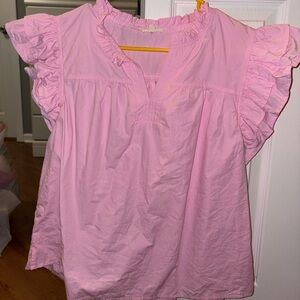 JODIFL Light Pink Ruffled Blouse